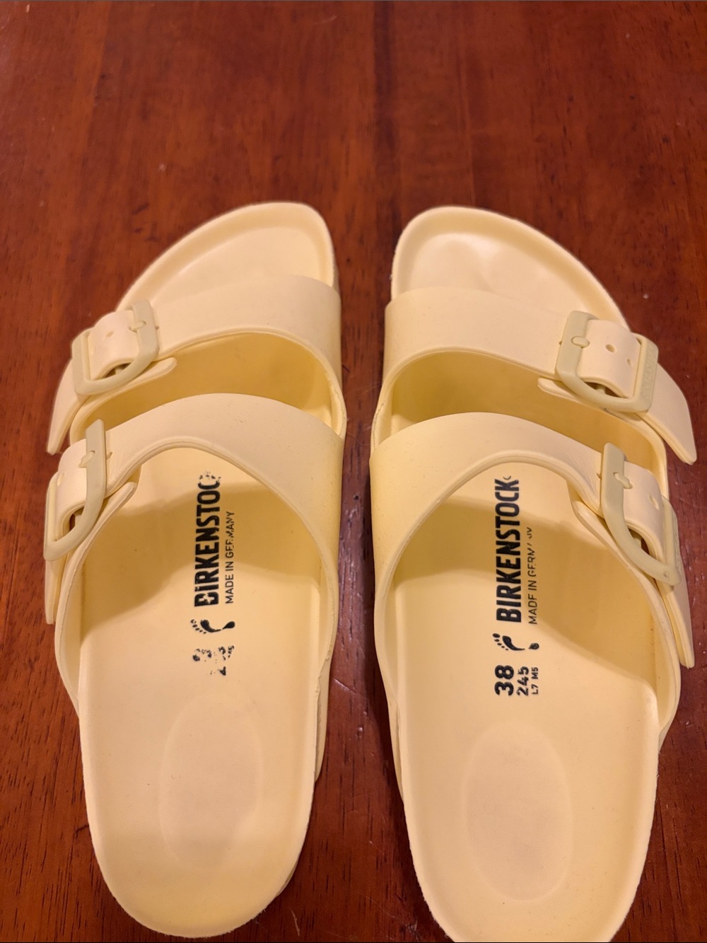 Birkenstock Two-Strap EVA Sandals in Pale Yellow